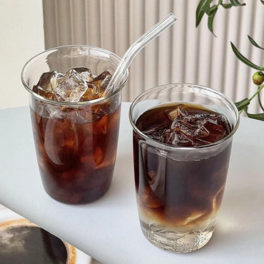 Aesthetic Borosilicate Glass Coffee Cup — Cold Coffee Mug & Cocktail Glass, 350–465ml (12–16oz)