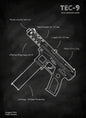 Weapons Blueprint Poster Black Board Guns Blueprint Wall Art Canvas Painting Military Enthusiast Home Room Wall Decor Gunfight