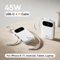 45W Power Bank – 10,000mAh & 20,000mAh Portable Charger with Built-in USB-C + Lightning Cables, USB-A Fast Charge