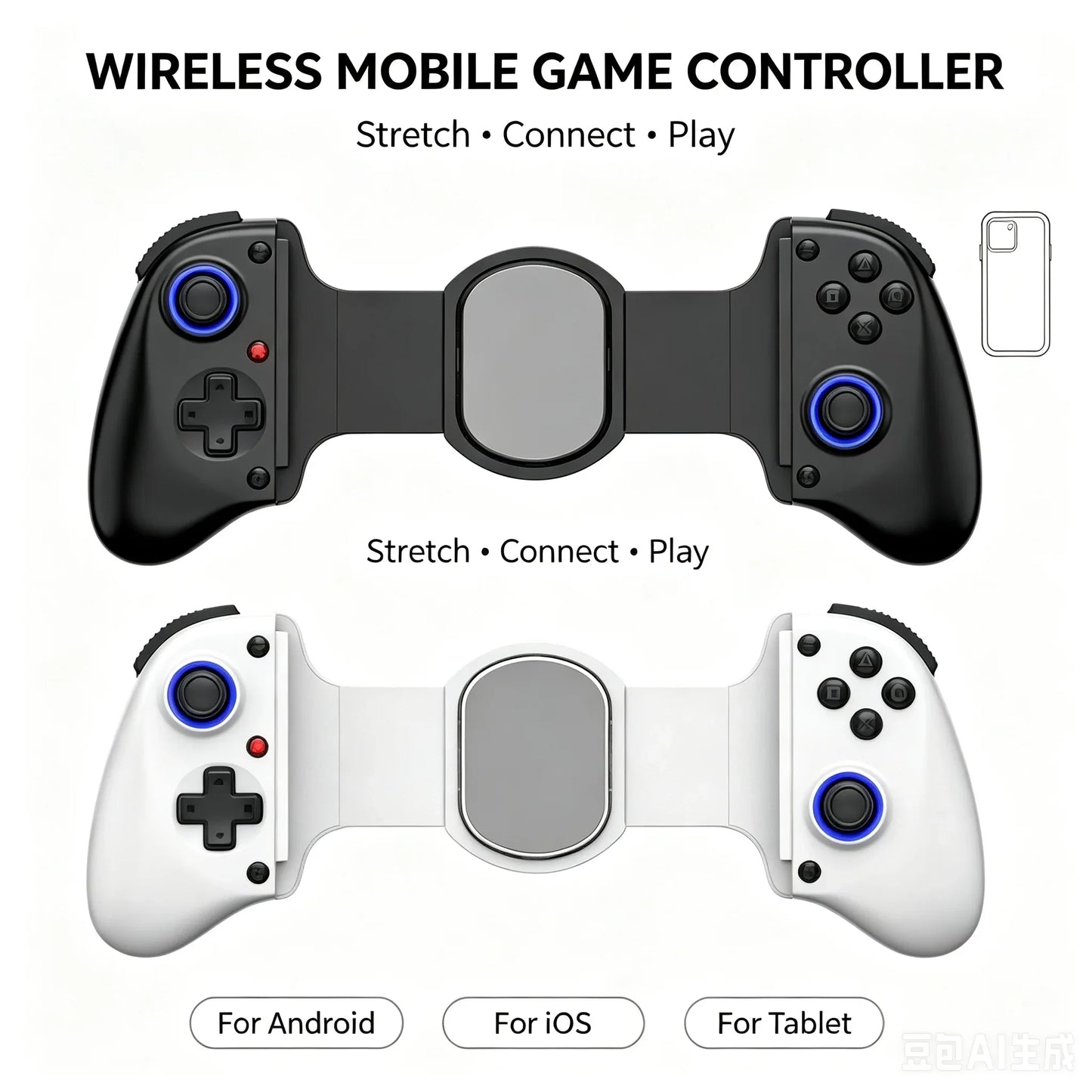 Bluetooth Mobile Game Controller for Switch/iOS/Android/Tablets Wireless Gamepad- Hall Effect D11 Telescopic Joysticks for PC