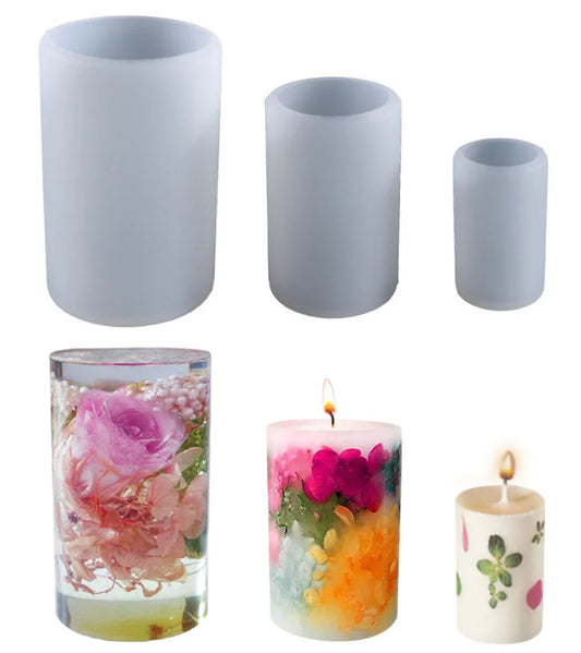 Cylinder Silicone Mold for 3D Scented Candle and Soap Making - DIY Resin, Wax & Plaster Crafts