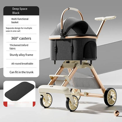 Detachable Pet & Baby Stroller - Portable One-Click Fold, Lightweight Universal Travel Stroller