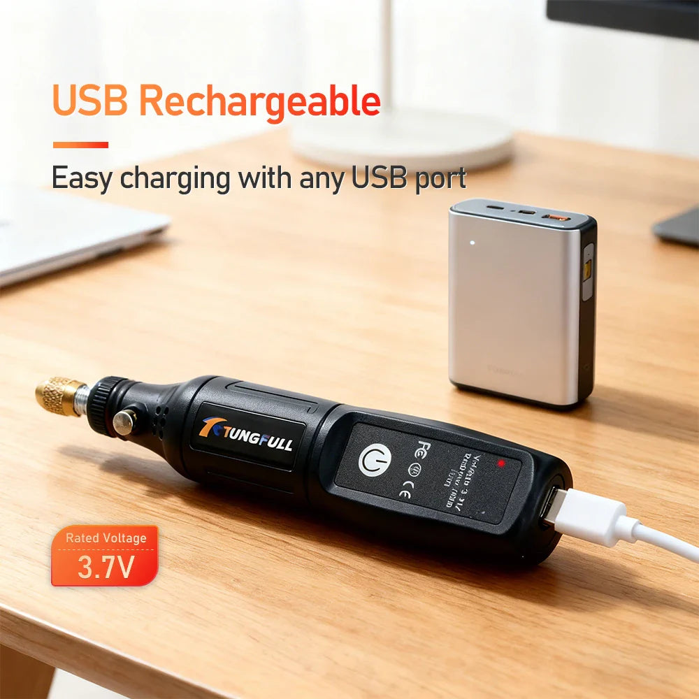 Mini USB Wireless Handheld Rotary Drill - Cordless Engraving Tool for Jewelry, Metal, Glass & Wood