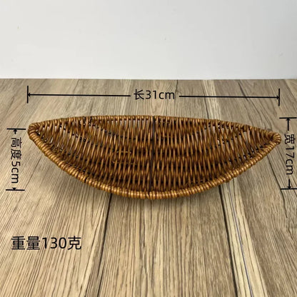 Imitation Rattan Fruit Basket Sundry Storage Basket Hand-Woven Storage Box Home Storage Supplies Tabletop Display Rattan Basket