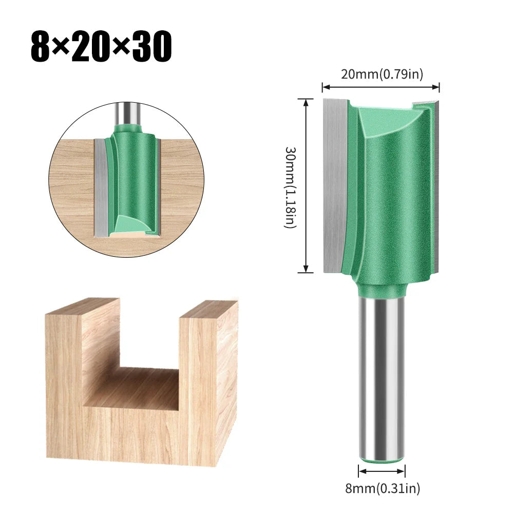 Tungsten Carbide Router Bit 3-20mm (0.12-0.79 in) Diameter, 8mm (0.315 in) Shank, Single/Double Flute Straight Bit for Woodworking