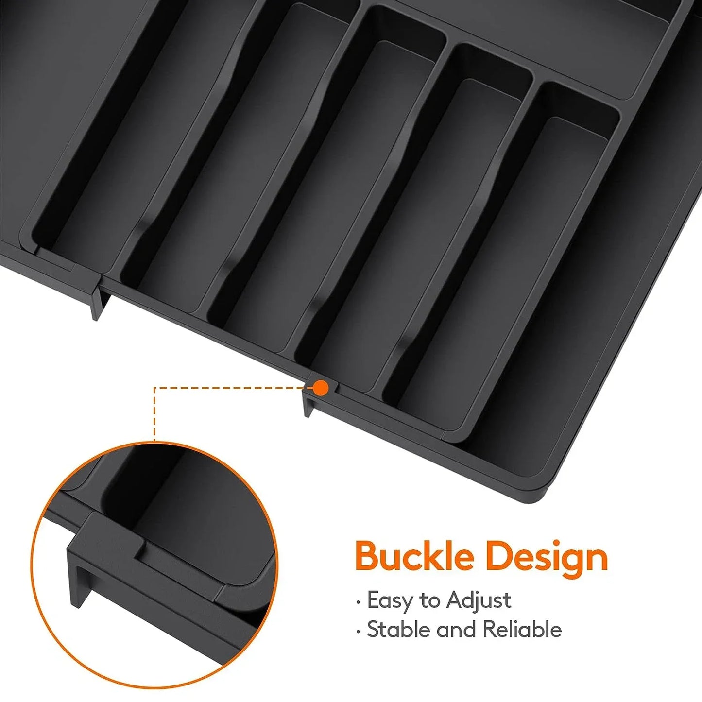 New Adjustable Cutlery Organizer - Upgraded Plastic Storage Tray with Dividers, Ideal for Organizing Spoons and Knife Drawers.