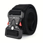 Unisex Tactical Nylon Canvas Belt with Compass, Durable Outdoor & Jeans Belt 1.5 in (3.8 cm) Wide