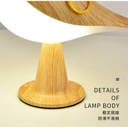 Wood-Effect Bird LED Night Light — Touch Rechargeable Bedside Lamp, 3-Color Dimmable