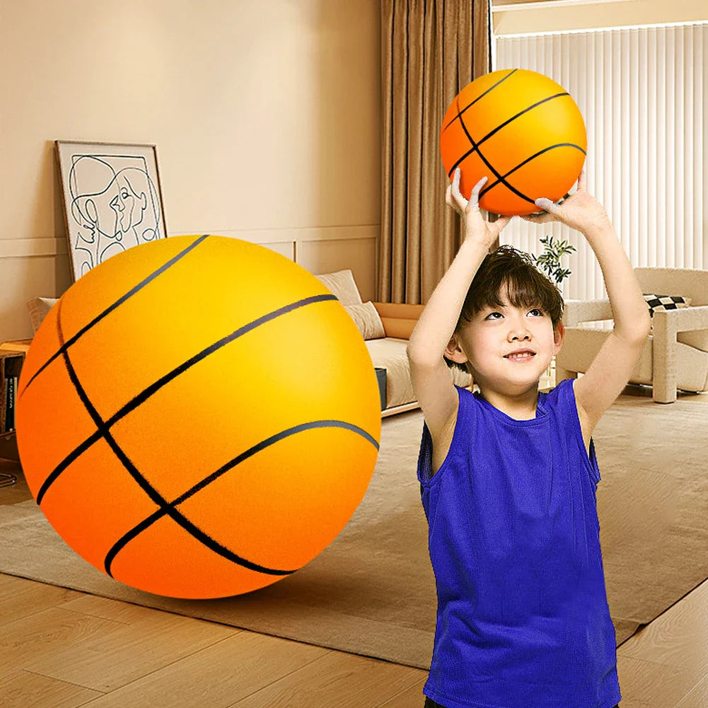 Kids Silent Foam Basketball — Indoor Squeezable Bounce Ball, Sizes 3/5/7