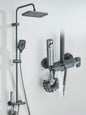 4-Way Piano Shower System with 16 in (400 mm+) Rain Shower & Bidet Faucet Hot/Cold Mixer Bathroom Kit