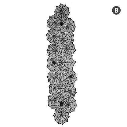 Black Halloween Spider Web Table Runner - 46 x 183 cm