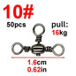 50PCS/Bag Fishing Accessories Black Nickel Plating Three-Prong Connector T-Swivel Sub-Line Splitter Outdoor Fishing Bazi Ring