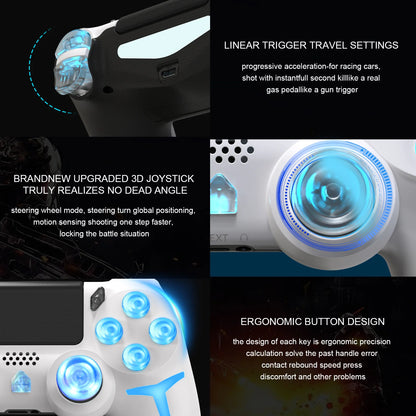 GAMINJA P412 Wireless Game Controller - PS4/PS3/PC, 6-Axis Gyro, Dual Vibration, Non-Linear Triggers, 600mAh, 6-8Hr Battery, Black/White