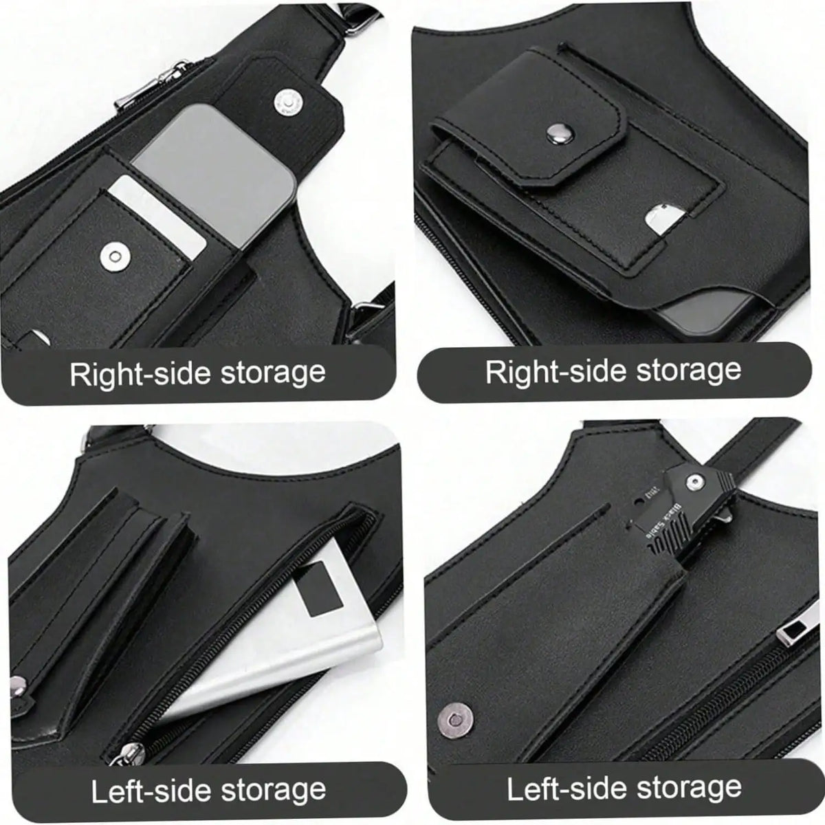Hidden Underarm Shoulder Holster Wallet – Anti-Theft PU Leather Double Bag Strap for Men & Women, Brown or Black
