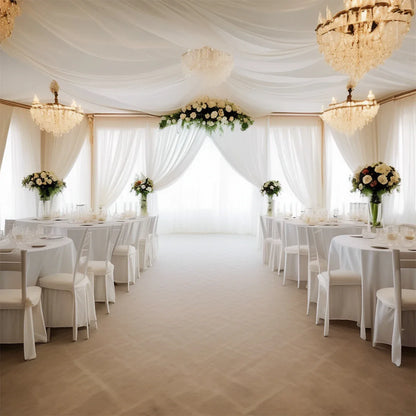 White Wedding Decoration Tulle Roll Crystal Organza Sheer Fabric For Wedding Birthday Party Backdrop Weeding Chair Sashes Decor