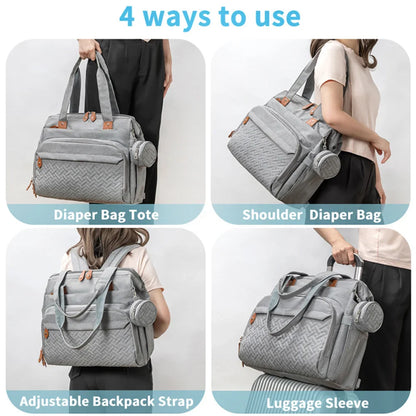 Large Mom Dad Diaper Backpack - Maternity Nappy Bag with Pacifier Pouch
