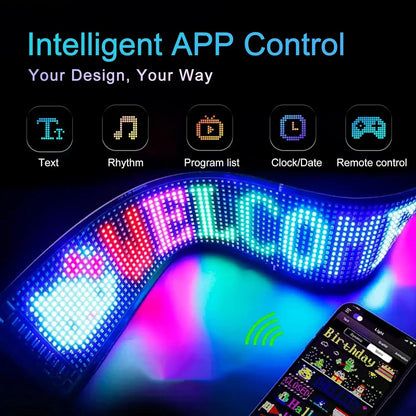 Devil Eye LED Matrix Pixel Panel Display Screen Flexible RGB Car Graffiti Scrolling Text Animation Shop Reminder Light Bluetooth