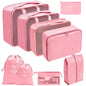 7/8/9/10 Pcs Travel Organizer Packing Cubes – Lightweight Polyester Luggage Storage Bags for Clothes, Shoes, and Accessories