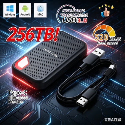 NEW 256TB USB SSD Mobile Hard Disk E60 128TB USB 3.1 HD External Hard Mobile Hard Disk HDD Storage Devices USB Tools