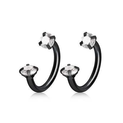 2pcs Stainless Steel Crystal CZ Tragus Piercing Helix Studs Earrings