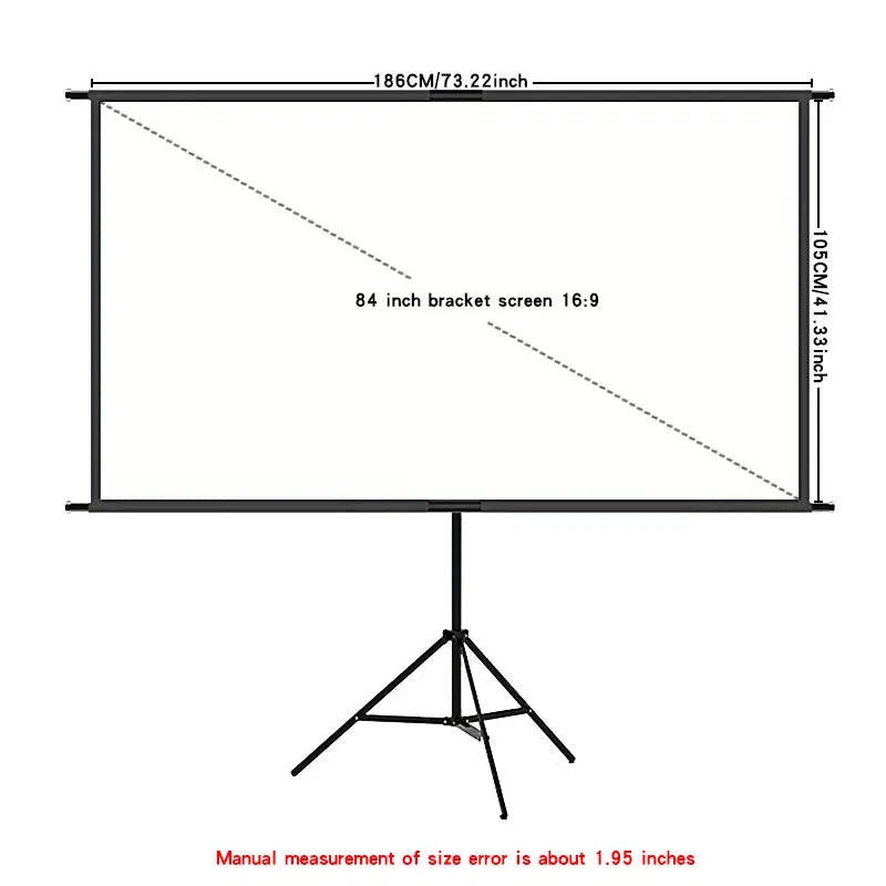Single triangle bracket projection screen, easy to install, suitable for projection use in bedrooms, offices and other occasions