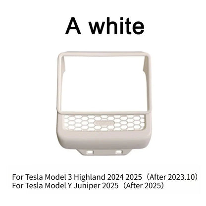 Rear Screen Cover Protector Frame Back Air Vent Trim White ABS Car Interior Accessory for Model Y Juniper