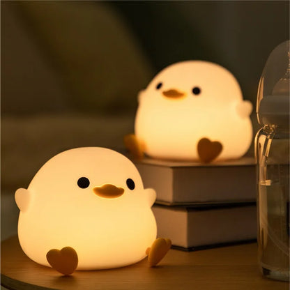 Duck LED Night Light Silicone Rechargeable USB Touch Lamp with Timer Kids Bedroom Gift