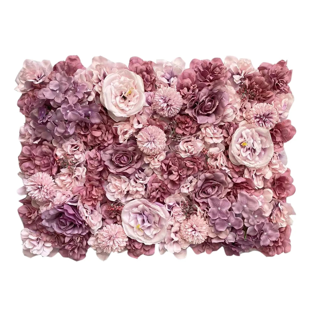 MEIHON Silk Rose Flower Wall Panel - 60x40cm Artificial Backdrop, Connectable, 34 Color Options for Wedding, Home & Events