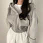 Women’s Y2K Zip Up Hoodie – Solid Color Oversized Crop Sweatshirt with Hood, Harajuku Streetwear Casual Jacket