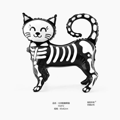 4D Halloween Black Cat Foil Balloon – Standing Cartoon Green-Eyed Cat Aluminum Foil Party Decoration – 3 Design Options