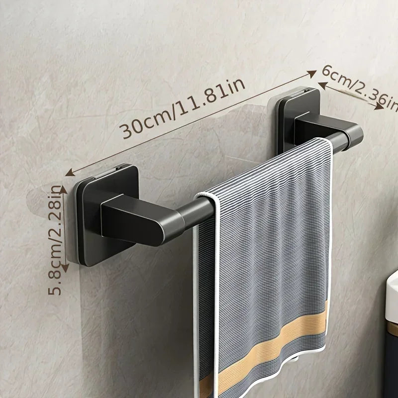 No-Drill Wall Mounted Aluminum Towel Rack for Bathroom & Kitchen Horizontal Bar 50-60 cm (19.7-23.6 in)