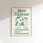 More Espresso Less Depresso Coffee Wall Art Print