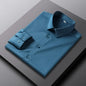 Men's Smart Casual Long Sleeve Button-Down Shirt, Knit Broadcloth Solid