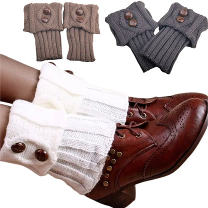 Women's Short Knit Diamond 2-Button Boot Cuffs — Knit Leg Warmers & Boot Covers