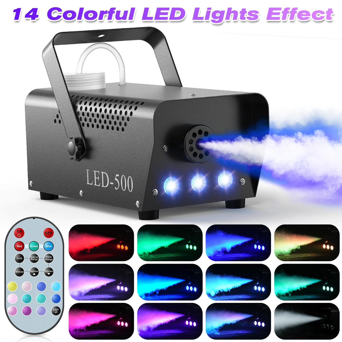 Fieryzeal 500W Fog Machine with RGB LED and Remote