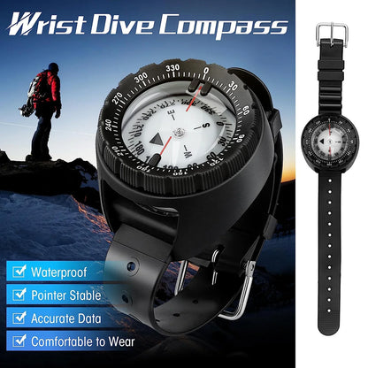 Digital Underwater Diving Compass Wristwatch 50m Waterproof Luminous Scuba Navigator