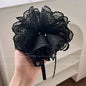 Korean Fashion Dot Satin Scrunchies – Big Elastic Silk Hair Bands for Women & Girls, Black & White