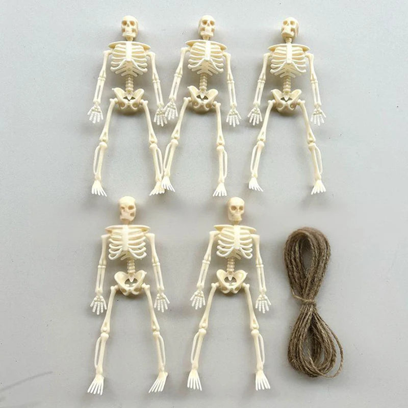 6-Piece Plastic Skeleton Pendant Decorations for Halloween