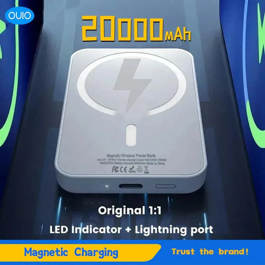 20000mAh Magnetic MagSafe-Compatible Wireless Power Bank 22.5W PD Fast Charger for iOS & Android