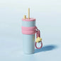 24oz Portability Tumbler with Handle Straw Lid Large Volume Stainless Steel Vacuum Insulated Cup Keep Cold Travel Mug