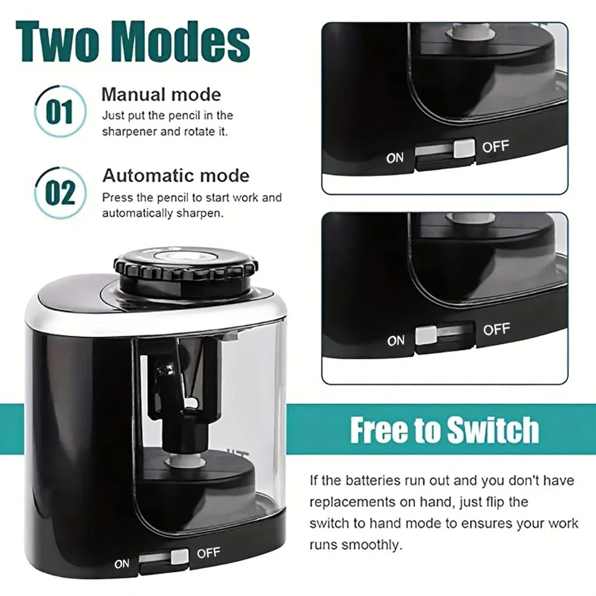 Automatic Electric Pencil Sharpener (6–8mm / 0.24–0.31 in) Desktop for Students, School & Office