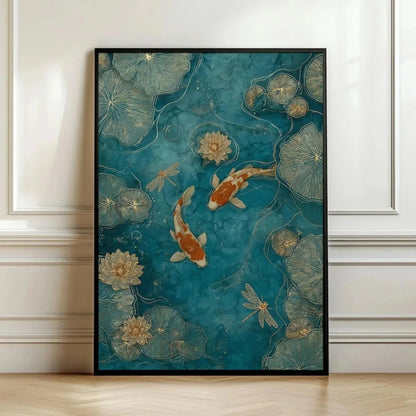 Japanese Red Koi Fish Canvas Wall Art Minimalist Poster