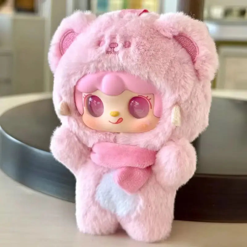 Plush Bear Blind Box Keychain - Cute Mini Mystery Doll Backpack Pendant Collectible Surprise Gift