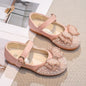 Girls Princess Glitter Ballet Flats, Rhinestone Party & Wedding Shoes — PU Leather, Non-Slip Rubber Sole