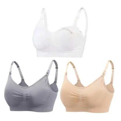 3-Pack Seamless Maternity Nursing Bras – Wireless Breathable Nursing Bra with Removable Pads & Front/Back Closure