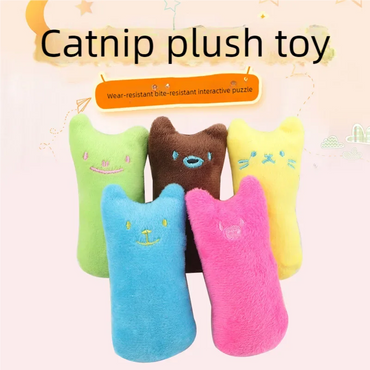 Interactive Catnip Plush Chew Toy for Cats — Teeth-Cleaning Squeaky Toy for Kittens & Adult Cats