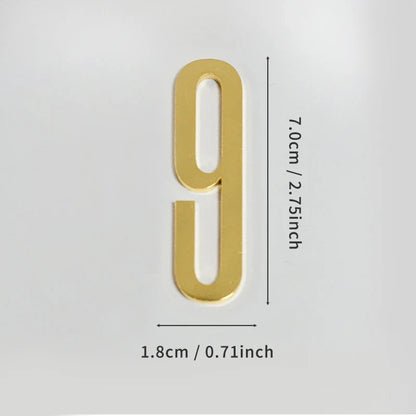 Golden Door Number with Backing Adhesive 7cm Metal House Number Apartment Door Number for Outdoor Hotel Home Mailbox Label