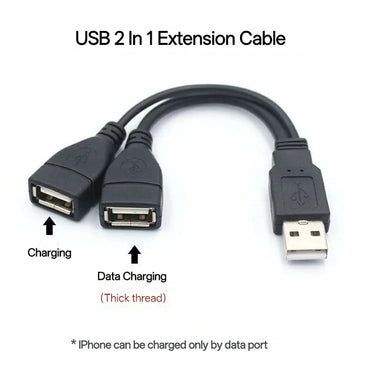 USB 2.0 Y Splitter Cable 1 Male to 2 Female — Data & Charging, 5.9 in (15 cm) or 11.8 in (30 cm) for PC & Car