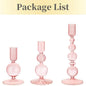 3-Piece Glass Taper Candle Holders and Flower Vases for Wedding Table Centerpiece