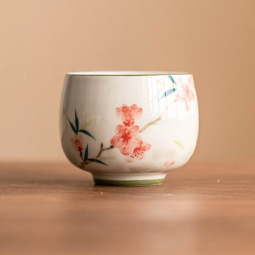 Hand-Painted Peach Blossom Celadon Tea Cup Set 100 ml (3.4 fl oz) Kung Fu Teacups